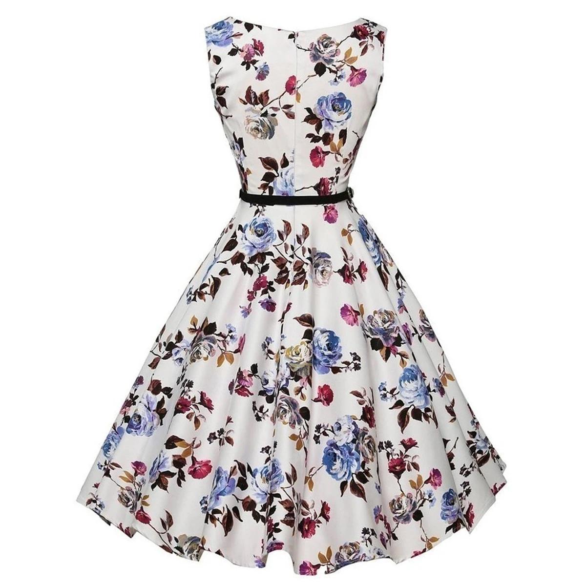 Robes d'été Robe vêtements Robe florale rétro Swing décontracté Vintage robes Rockabilly