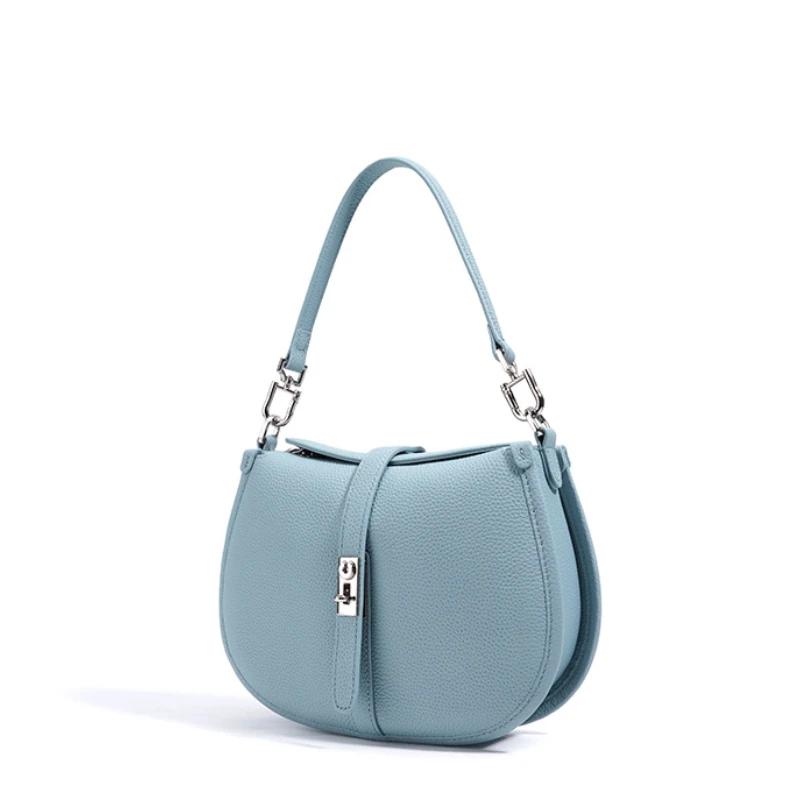 Petit sac à bandoulière de luxe pour femmes, Design de Niche, sac croissant en cuir véritable haut d