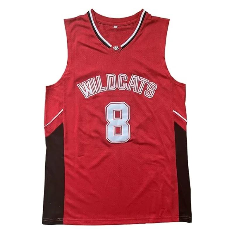 Maillot basket-ball Wildcats Lycée Est #8 Chad Danforth - Chemise séchage rapide hommes rouge
