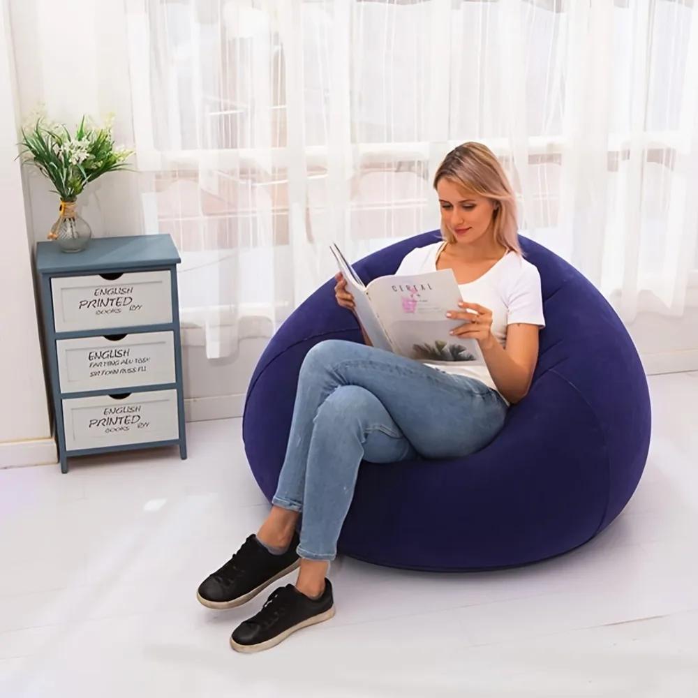 Canapé gonflable floqué, chaise longue gonflable portable et pliable pour la maison, le bureau, la s