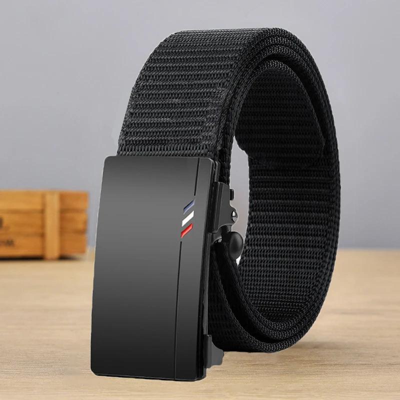 Ceinture en Nylon pour hommes, décontractée, toile tissée, respirante, boucle automatique, sangle de