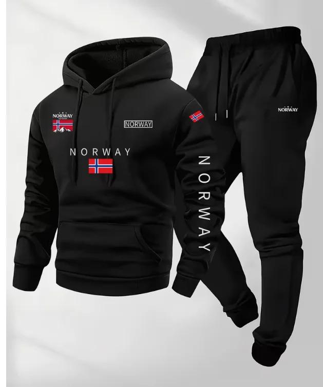 Ensemble 2 pièces sweat à capuche et pantalon de survêtement à cordon de serrage avec motif lettres