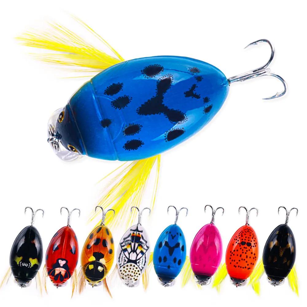 HENGJIA 1 pièces 3.8 cm 4g coccinelle artificielle appât de pêche cigale coccinelle insectes Wobbler