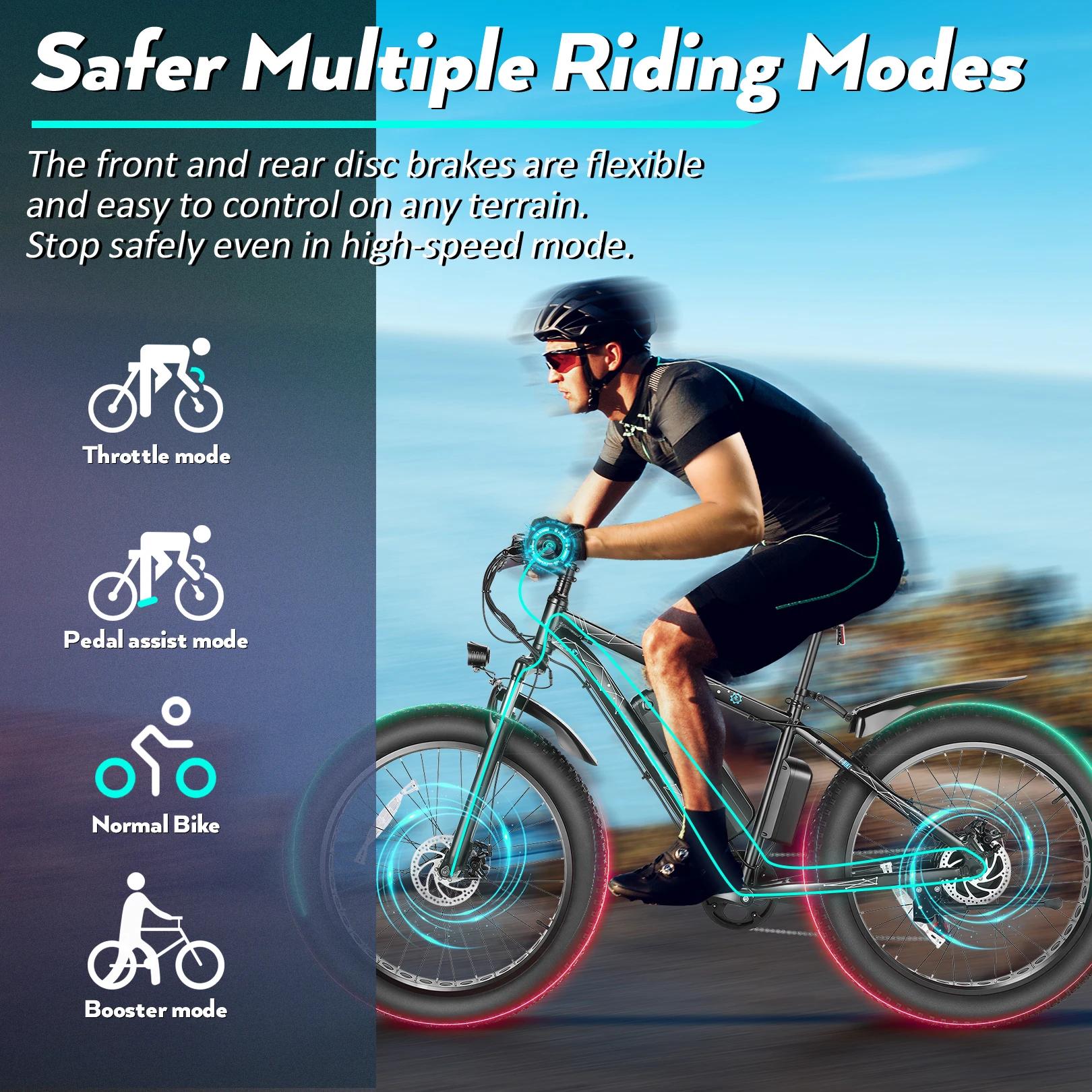 Vélo électrique Vivi F26FUL 26" x 4.0 Fat Tire avec moteur 500W, batterie amovible 48V 13Ah, 7 vites