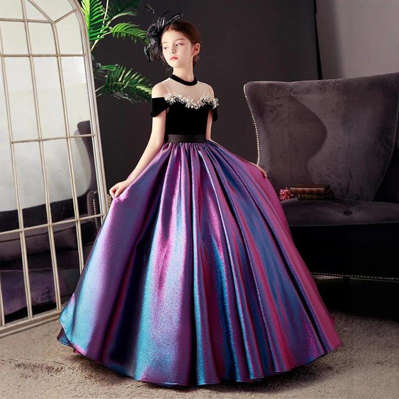 Nouvelle Robe de Soirée Élégante Noire pour Filles, Tenue de Cérémonie pour Enfants, Robe de Princes