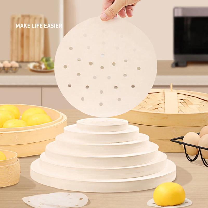 50/100 pièces papier à vapeur en bambou jetable antiadhésif tapis à vapeur papier à l'huile friteuse