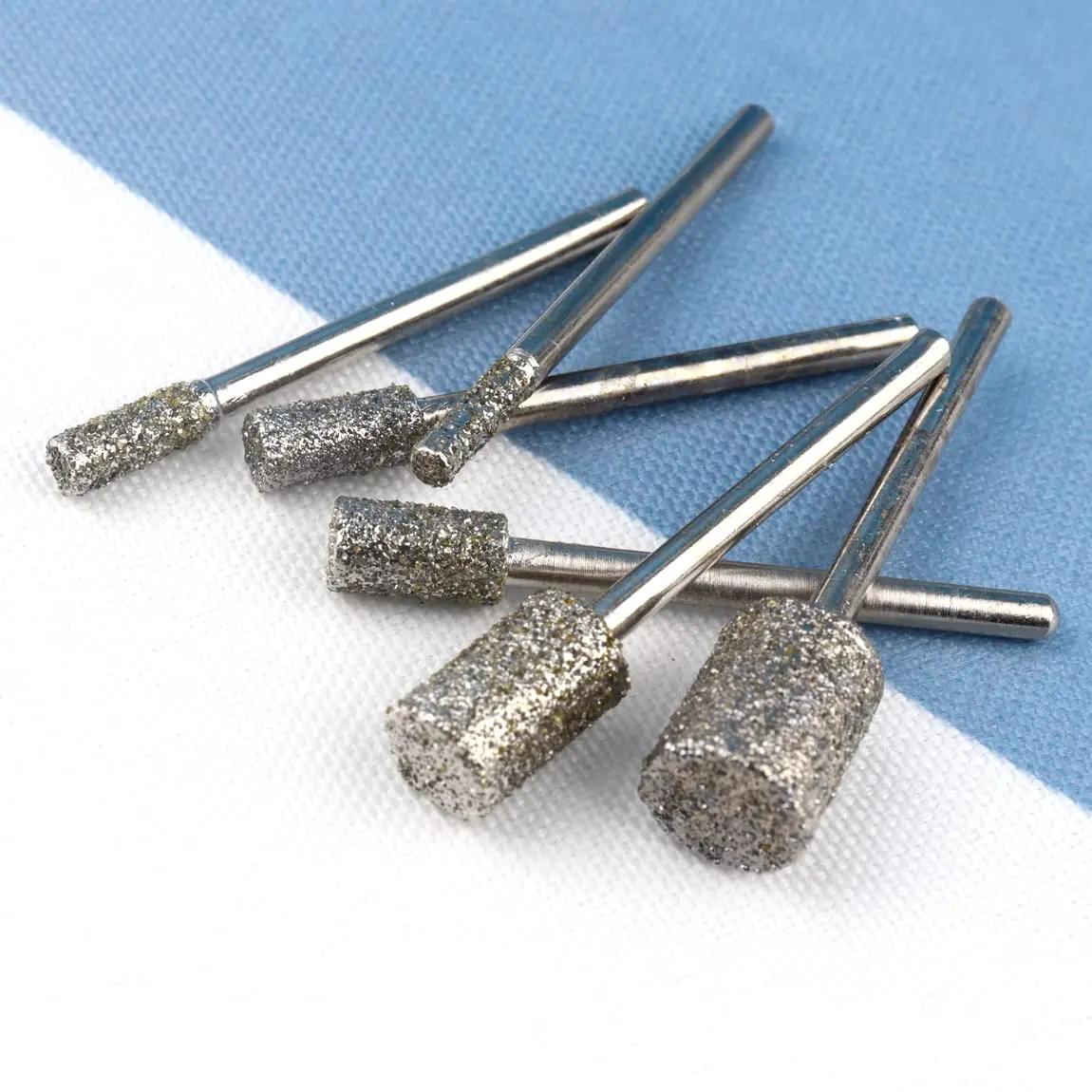Tête de meulage diamantée à intervalles de grain 46, 5 pièces, tige de 3mm, points cylindriques endu