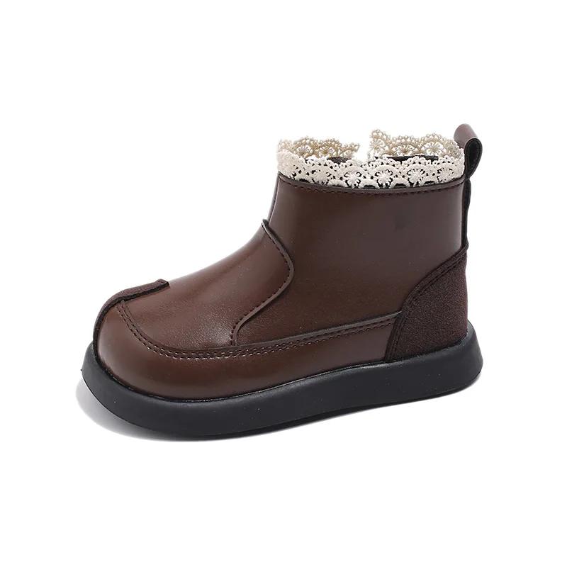 Bottes de princesse en coton avec dentelle douce pour enfants, bottes courtes pour filles, bottes de