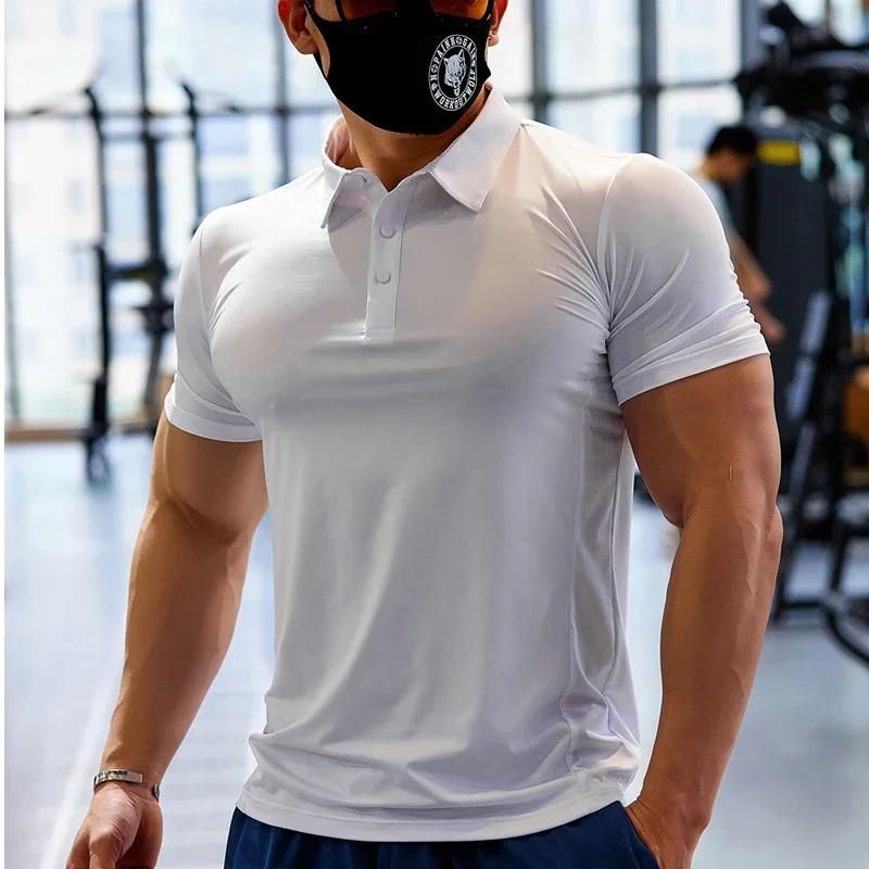 Mode Polo T-shirt hommes T-shirt revers décontracté à manches courtes couture pour homme couleur uni