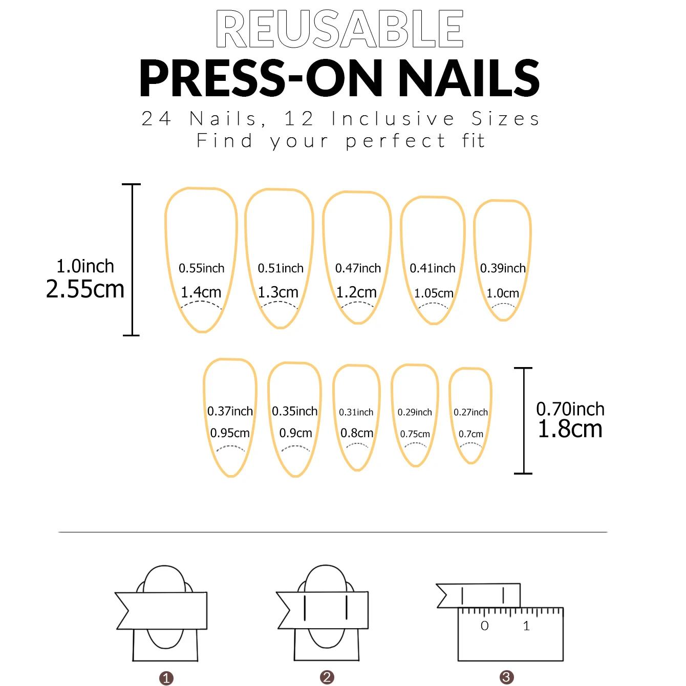 24 pièces-ongles en amande à bordure blanche française-ensemble de Nail Art blanchissant avec faux o