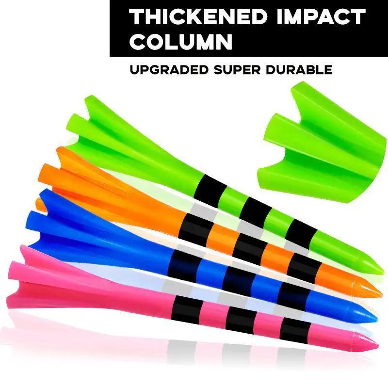 Tees de golf en plastique à rayures, 5 griffes, couleurs aléatoires, accessoires de sport, 50 pièces