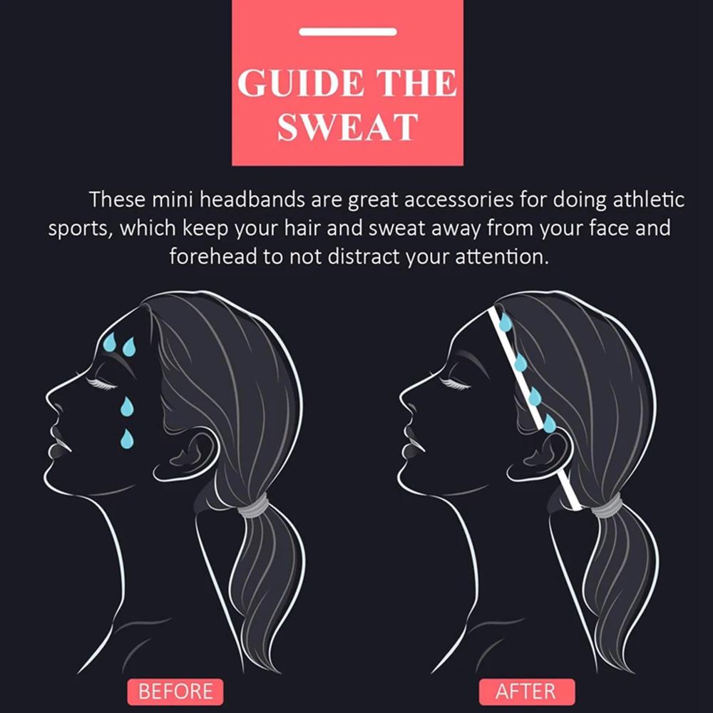 4 pièces épais antidérapant élastique Sport bandeaux femmes hommes Yoga bandes de cheveux filles ant