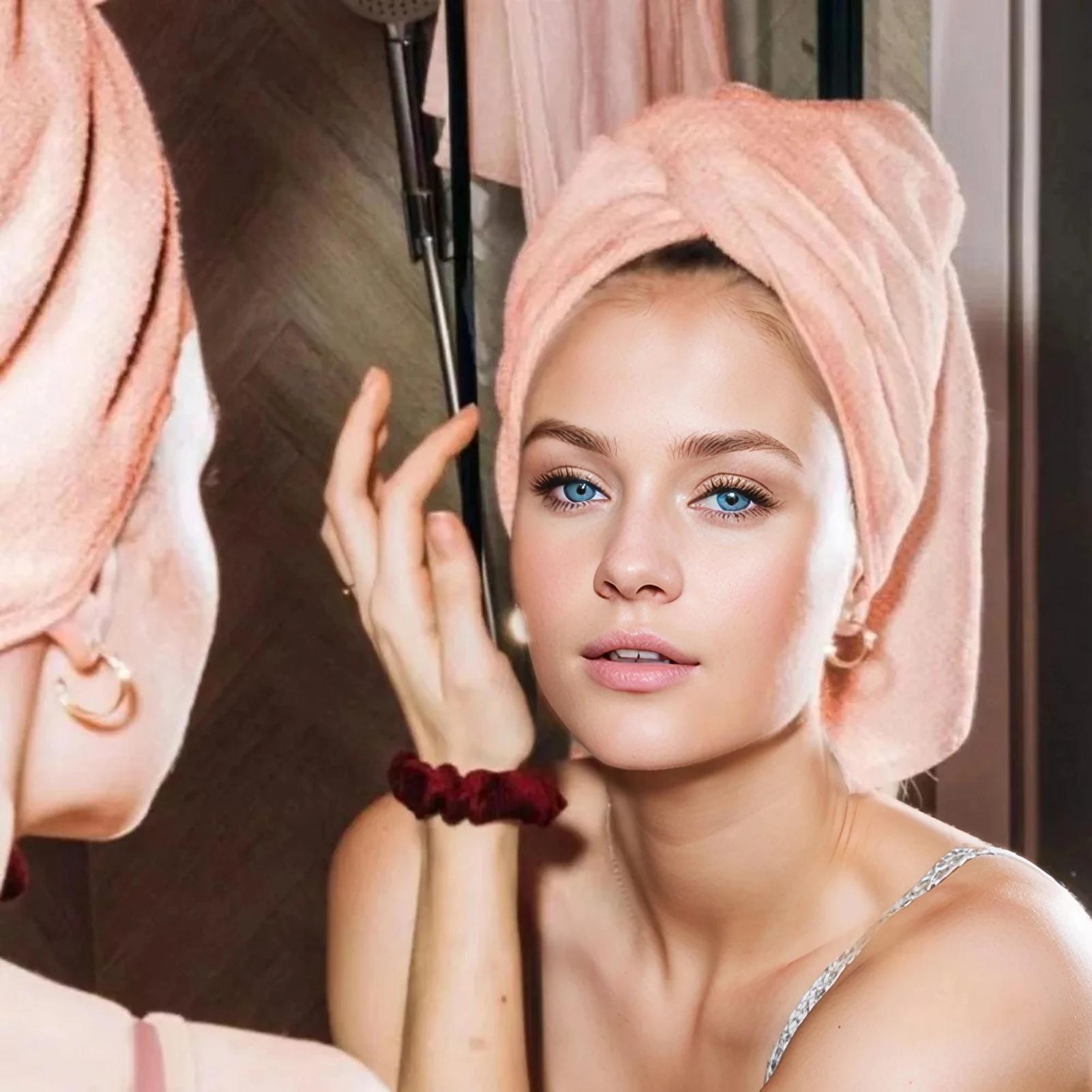 Grands serviettes pour cheveux en microfibre, Ultra douces, avec boucle élastique, pour cheveux bouc
