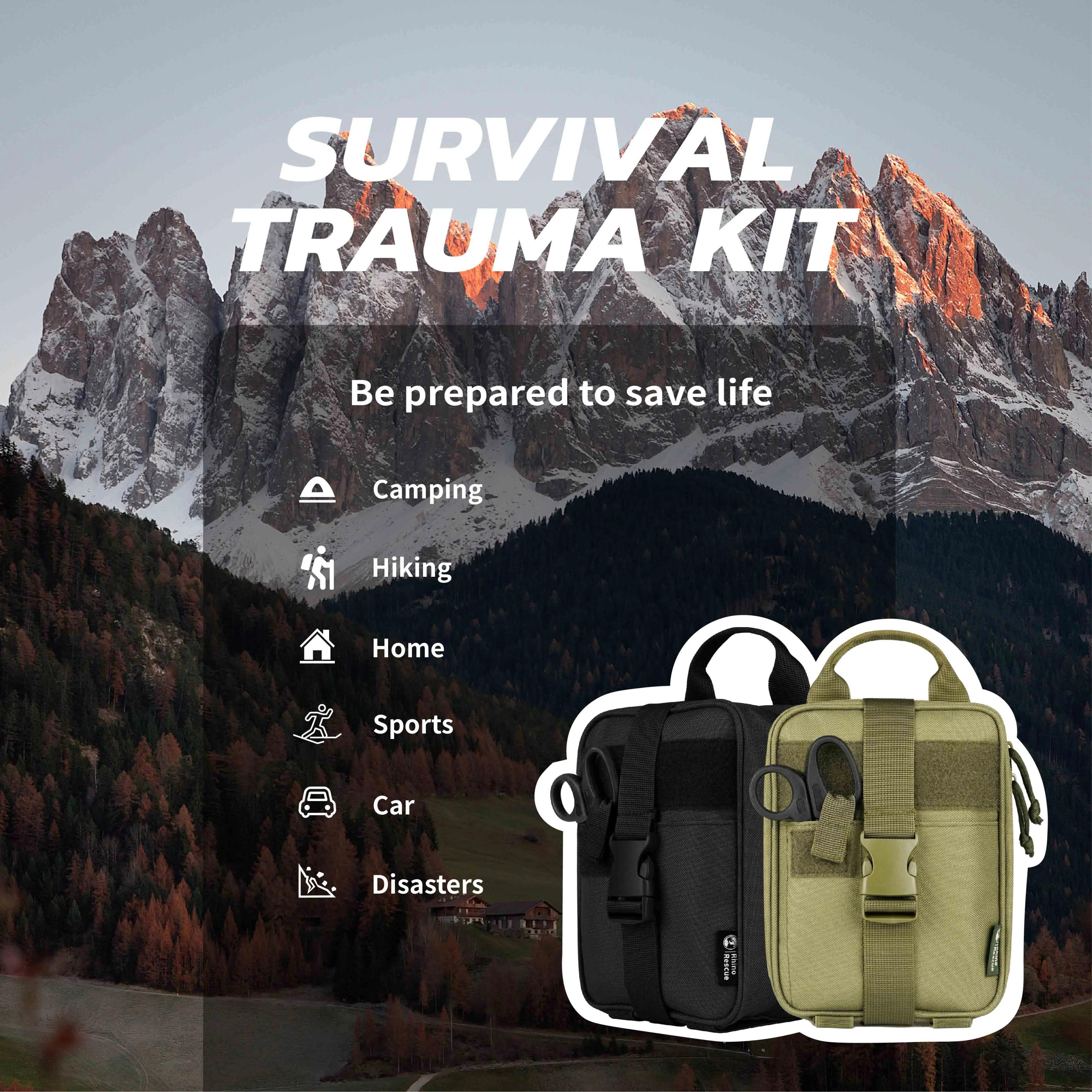 Kit de survie de premiers secours Rhino, pochette IFAK, Kit de Camping fourni avec 20 articles EMT p