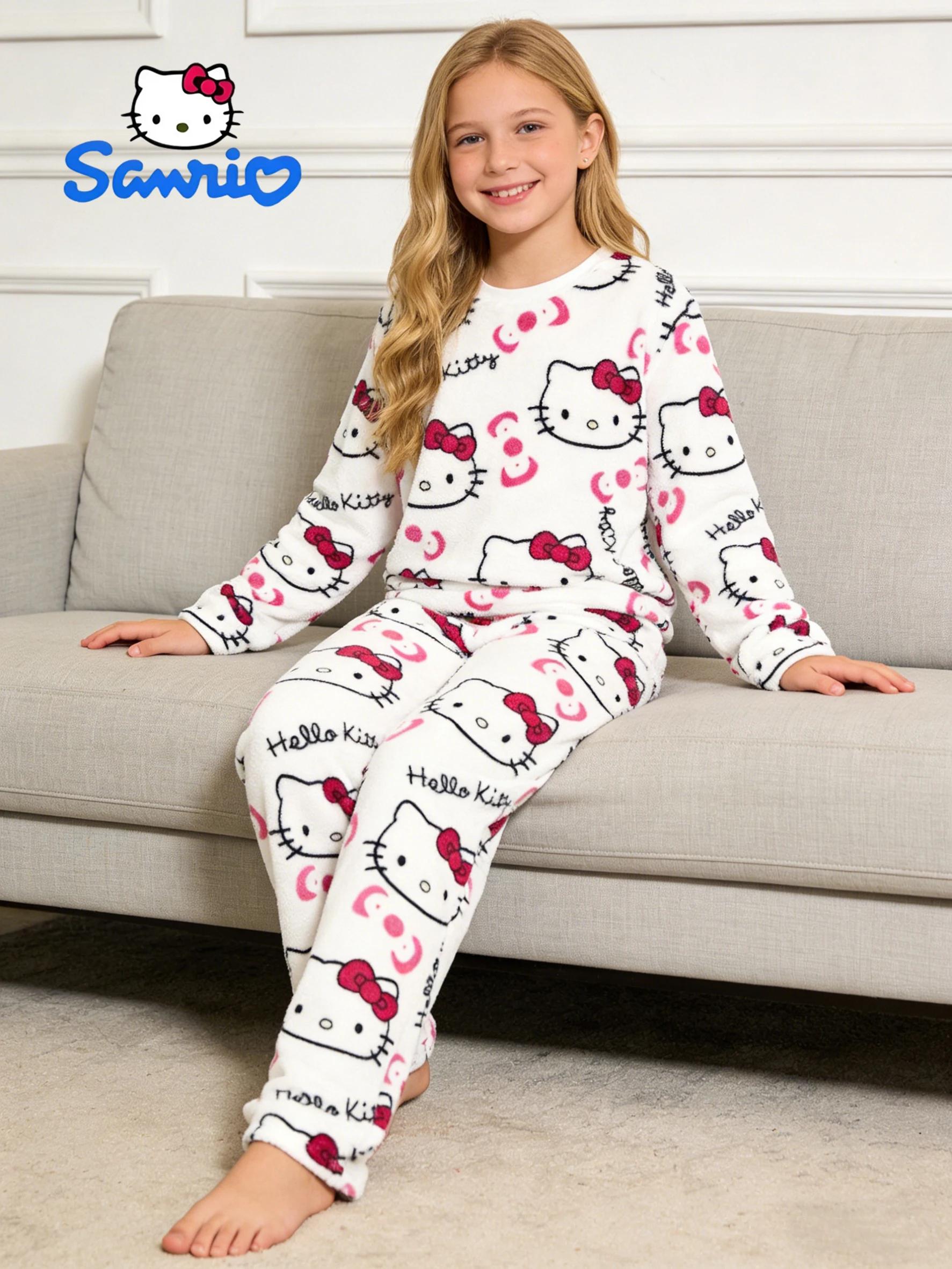 Ensemble de vêtements de nuit et de pantalons Sanrio pour filles, pour l'automne et l'hiver, pantalo
