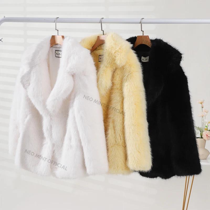 Neo Mint femmes hiver 2024 haute qualité luxe fausse fourrure manteau épaissir chaud pardessus vêtem