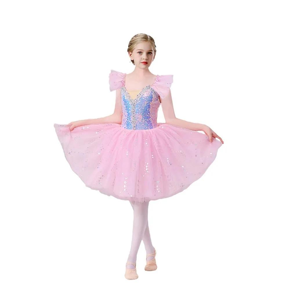 Robes de danse pour filles, robes de ballet pour enfants, robes de danse à paillettes pour filles, c