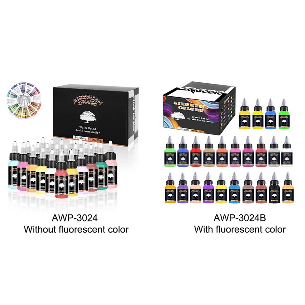 12/24 couleurs ensemble de peinture aérographe à base d'eau 30ml peinture acrylique modèle peinture