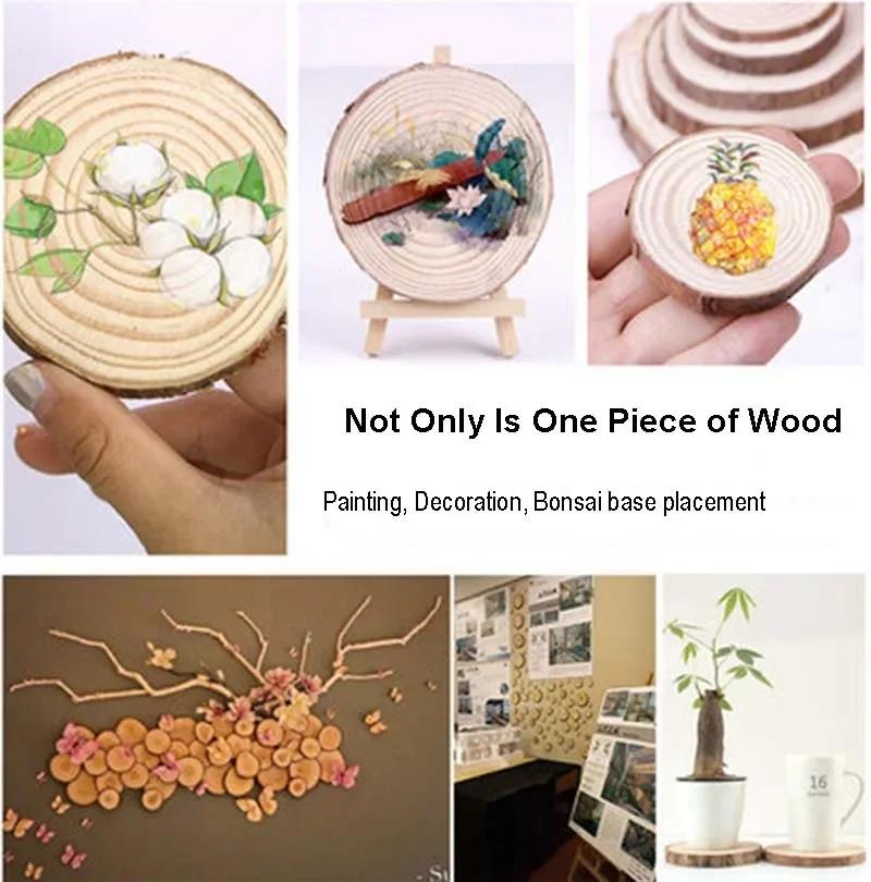Tranches rondes en bois de pin naturel de 3 à 16CM d'épaisseur, cercles avec disques en écorce d'arb