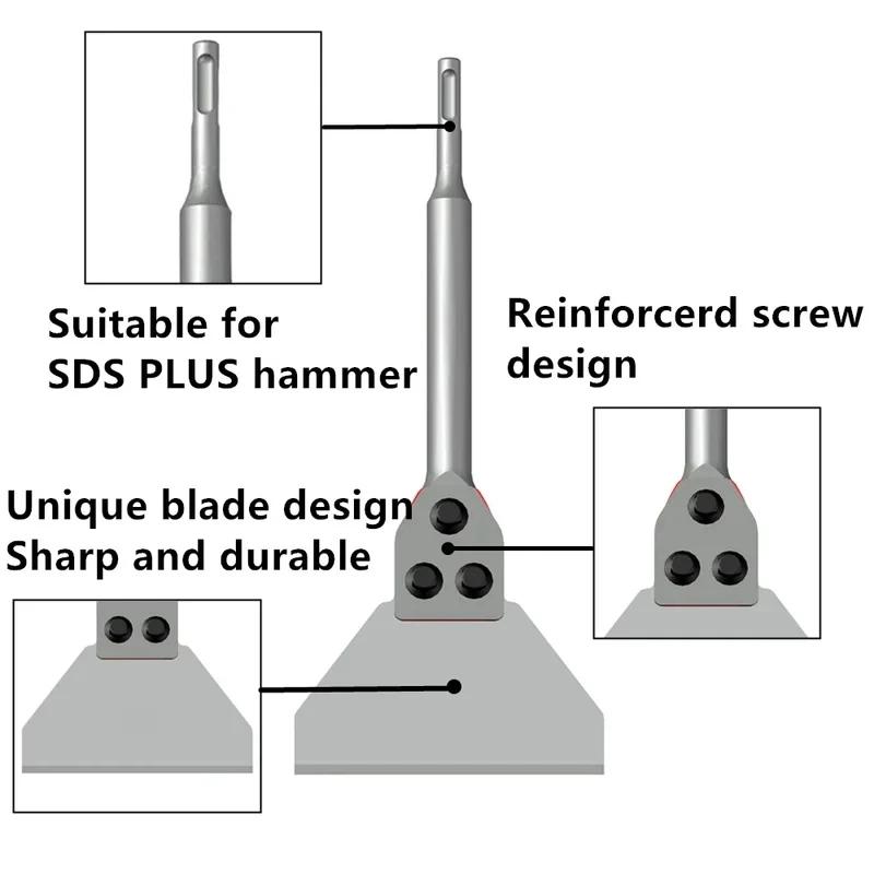 Outil de grattoir de sol PTA SDS Plus, outils de retrait de mortier de carrelage et de sol stratifié