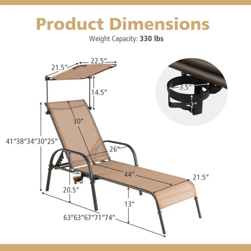 Chaise longue réglable à 5 niveaux, rembourrage