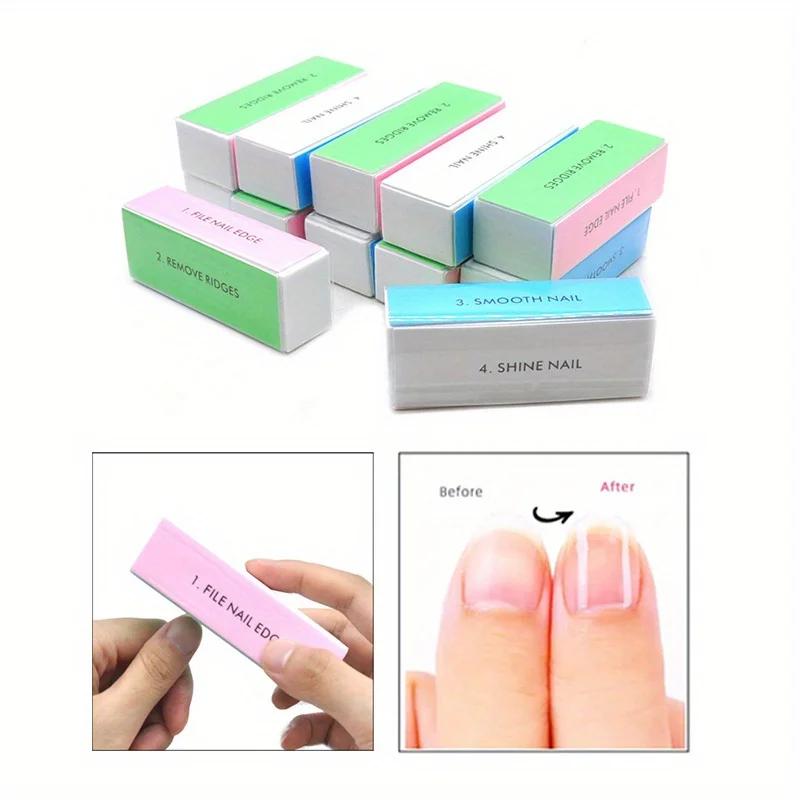 1/3/5 pièces/ensemble bloc tampon à ongles 4 voies bloc de polissage coloré brillant polisseuse lime
