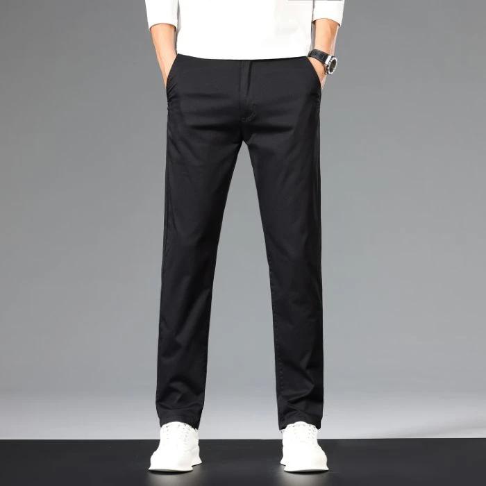 Pantalon décontracté pour homme en coton respirant (97 %) – Collection Printemps-Été – Coupe droite,