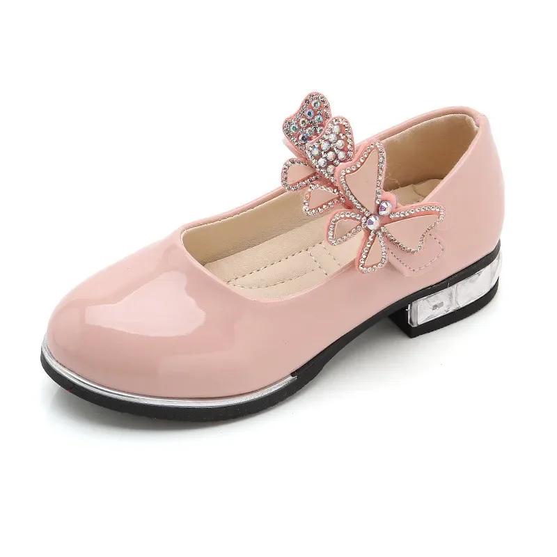 Chaussures en cuir pour filles, pour fête de mariage, chaussures de Performance pour enfants avec nœ