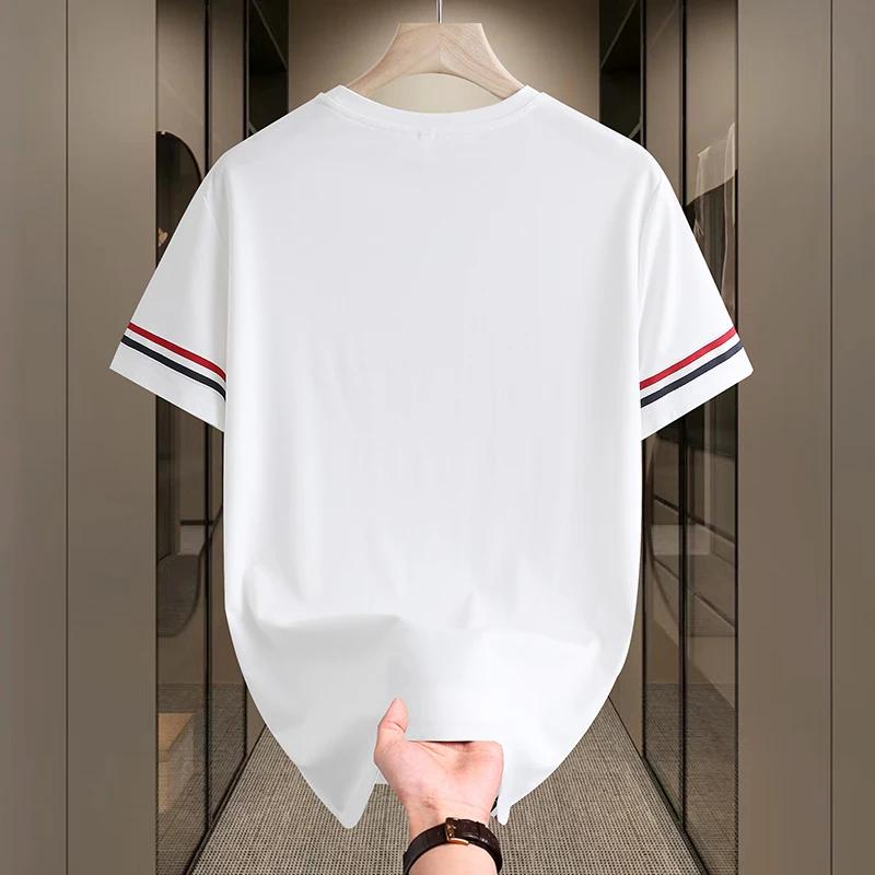 T-shirt d'été de luxe pour homme, col rond, broderie de marque, motif chien, manches courtes, hauts