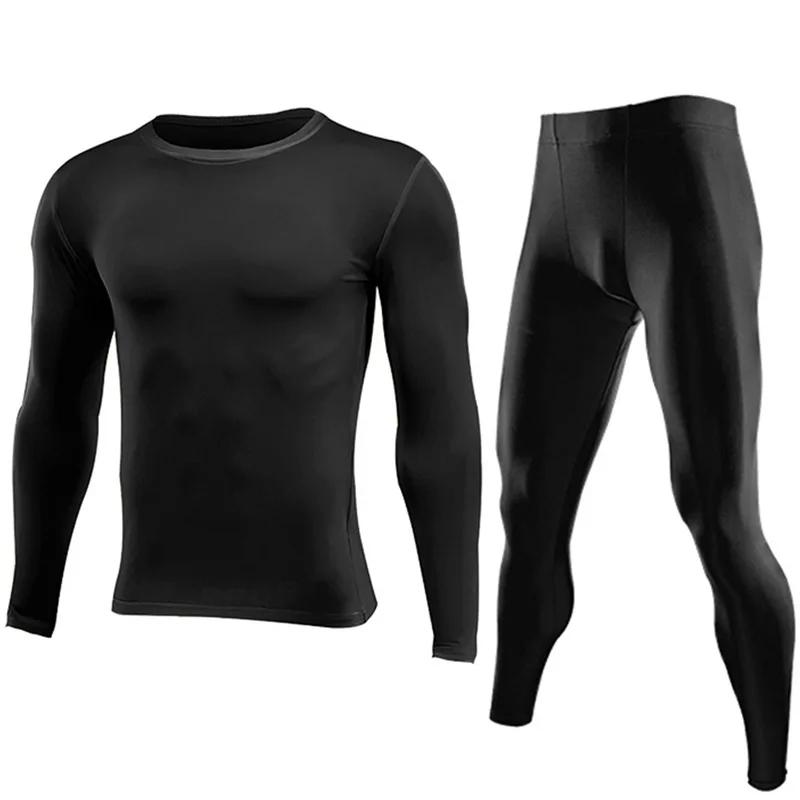 Ensemble fitness Dean M pour homme - Long tee et leggings collants pour sport outdoor et intérieur