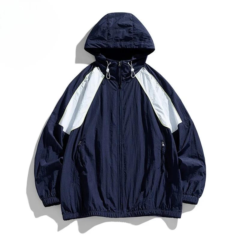 Veste coupe-vent imperméable Harajuku unisexe, veste à capuche de protection solaire d'été, vêtement