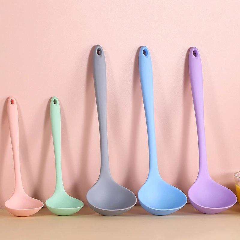 Cuillère à soupe en Silicone à Long manche, grandes nouilles Ramen, cuillères à soupe, marmite chaud