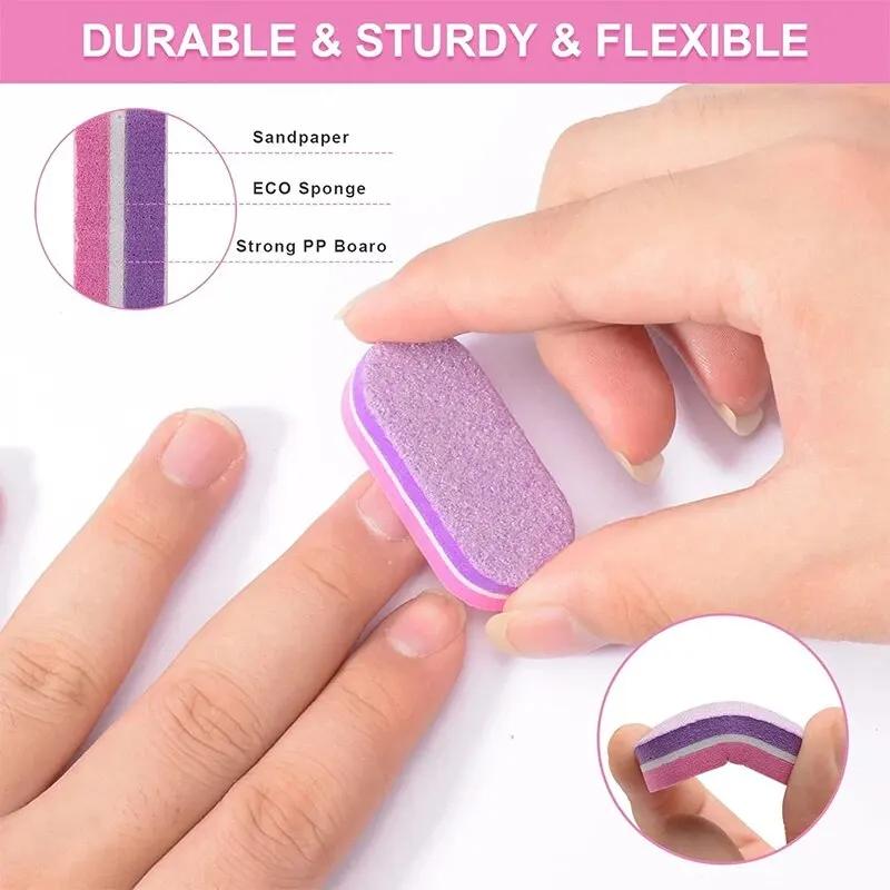 50 pièces Mini limes à ongles bloc 100/180 grain éponge tampons pour ongles en acrylique bloc de pol