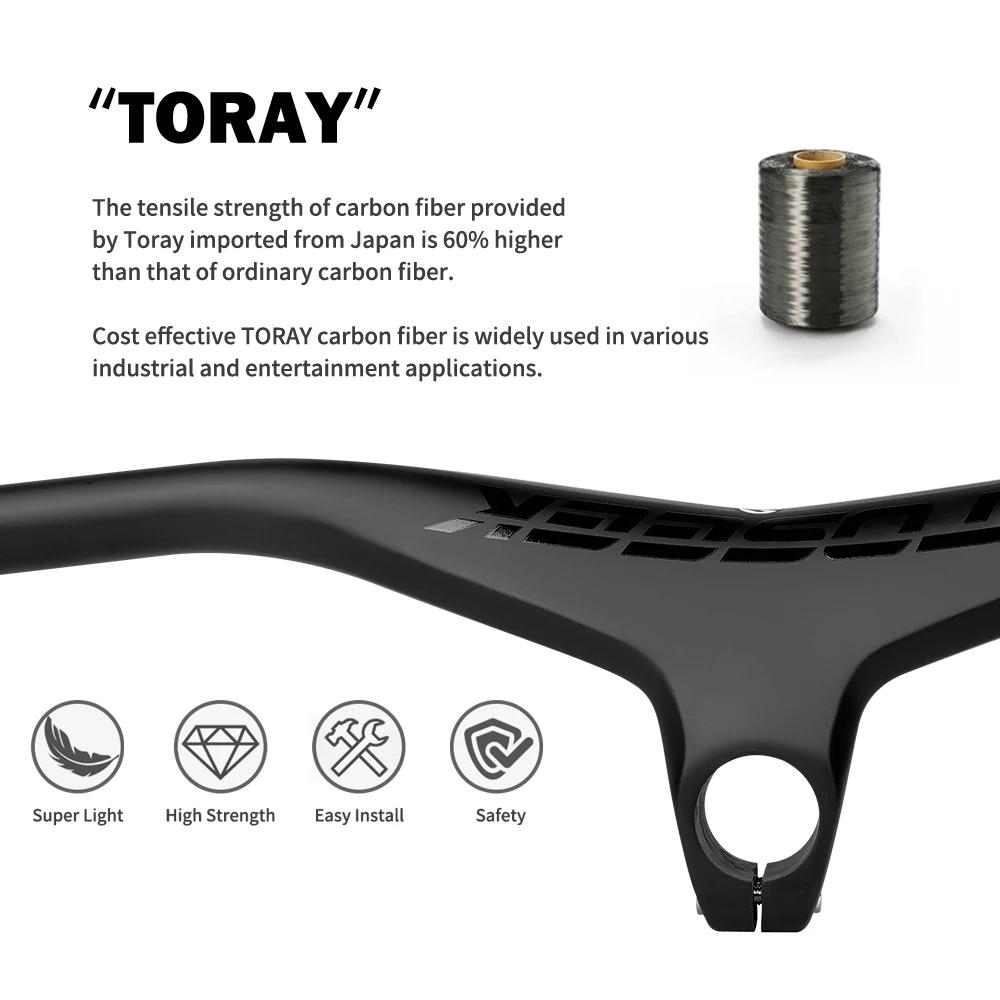TOSEEK – guidon et tige de vtt intégrés en carbone, 660mm, -17 degrés, pour vtt, 800 ~ 100*70/80/90/