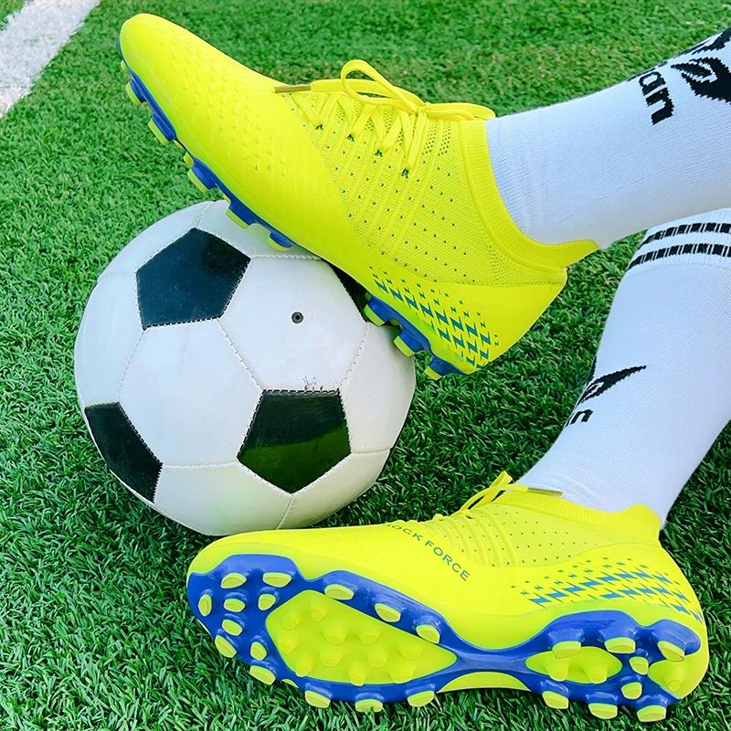 Crampons de football pour hommes et jeunes - Baskets d'entraînement en tricot respirantes