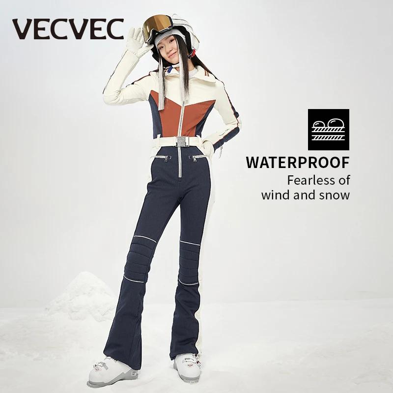 VECVEC – combinaison de Ski pour femme, vêtement respirant, coupe-vent, imperméable, bavoir, pour la