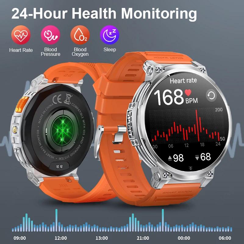 LIGE K66 montre intelligente hommes lampe de poche Bluetooth appel 1.85 pouces 128 mo de mémoire 730