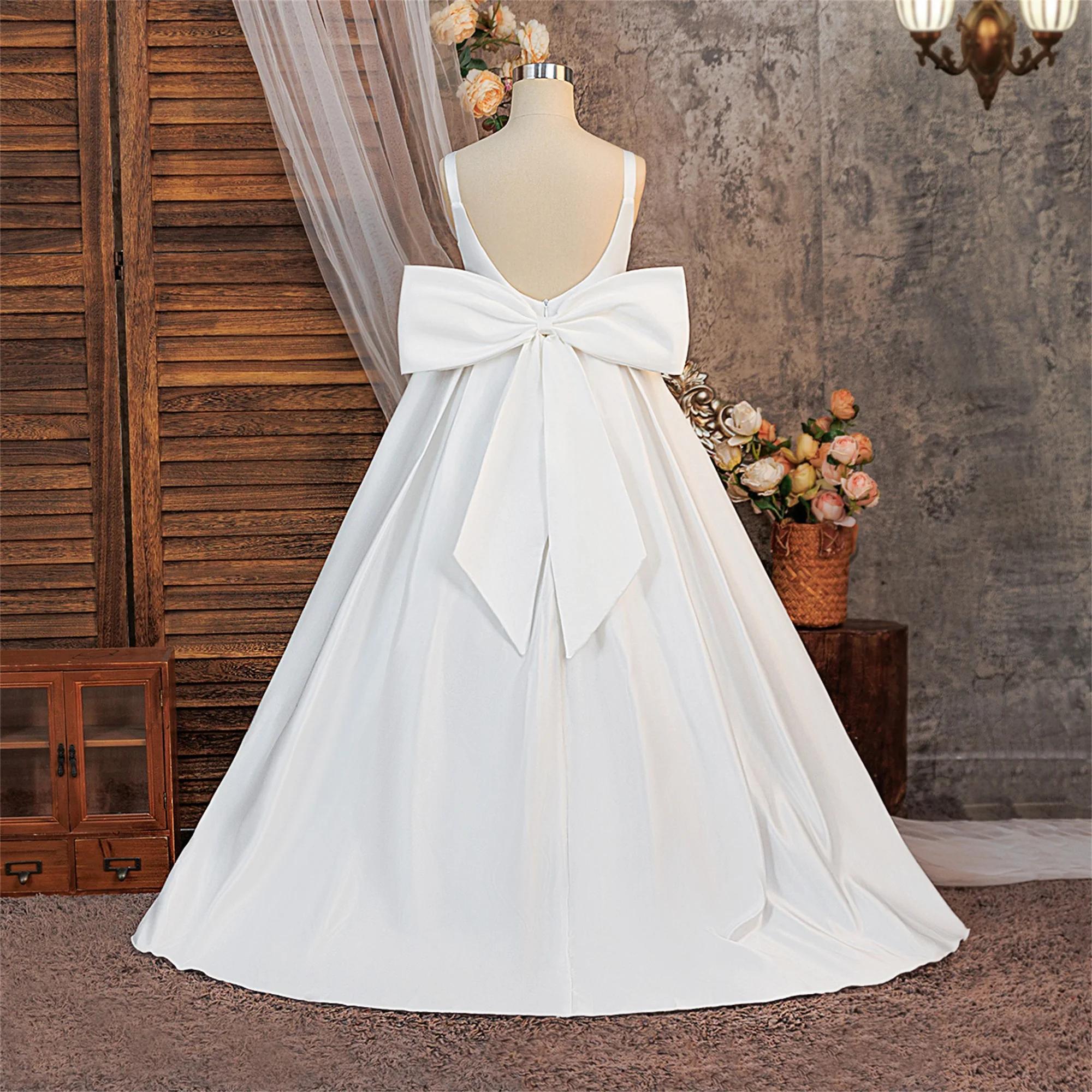 Robe de soirée de baptême pour filles, élégante, avec nœud, à la mode, pour mariage, demoiselles d'h