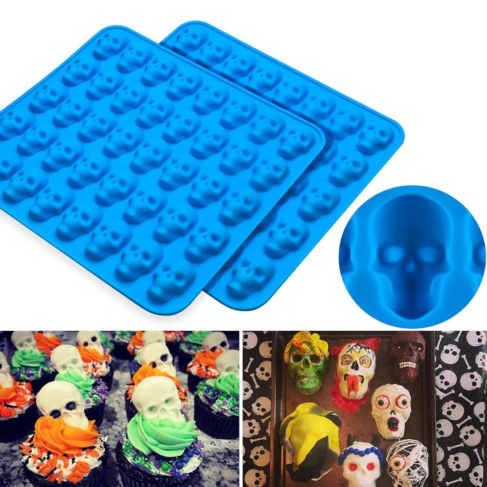 Moule mini crâne en silicone, 1/2/4 pièces, utilisé pour la fabrication de bonbons au chocolat, de g