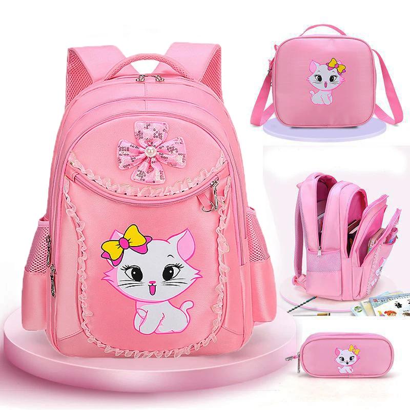 Sac à dos pour enfants rose chat mignon maternelle enfant sac d'école sac à dos fille étudiant adole
