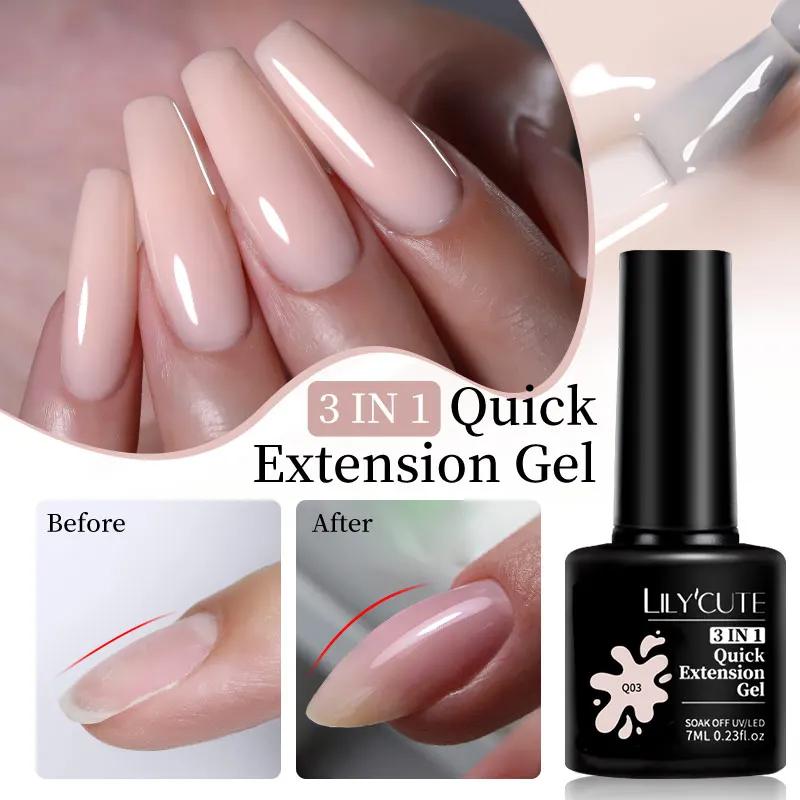 LILYCUTE 7ML Extension rapide Gel pour ongles Vernis Semi Permanent acrylique cristal blanc clair Nu