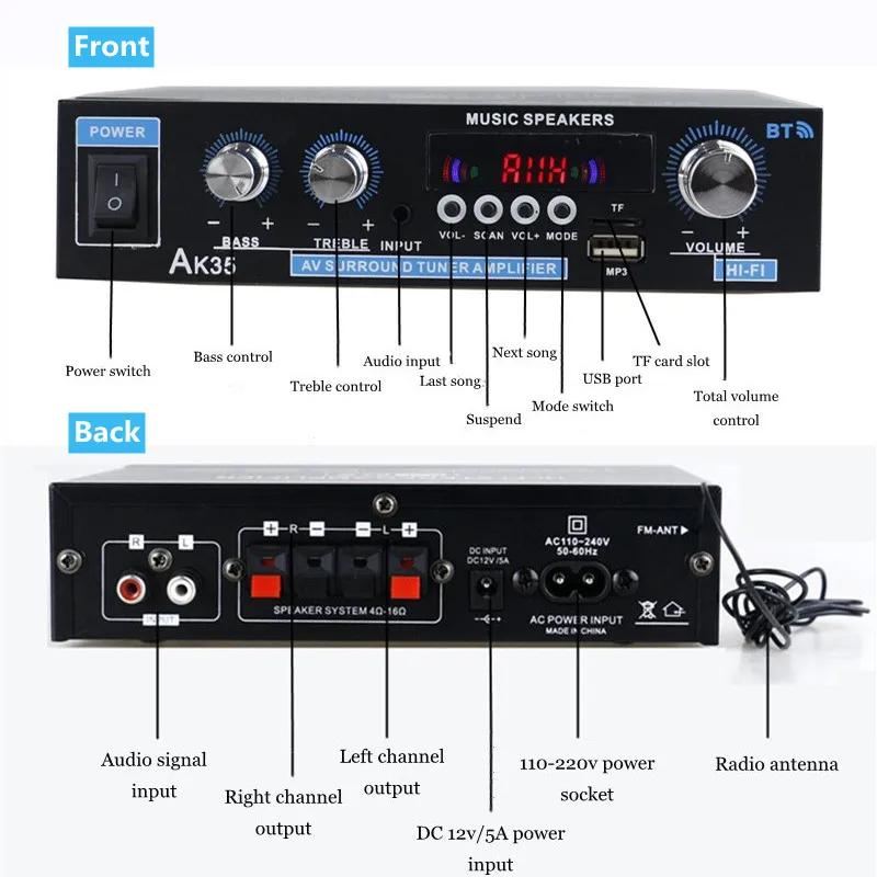 Amplificateur numérique HiFi AK35 Bluetooth, amplificateurs MP3, canal 2.0, son, médailles, prise en