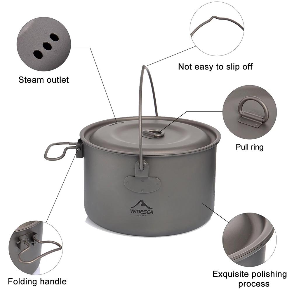 ESEA-Ensemble d'ustensiles de cuisine en titane pour camping, chaudron de tourisme, marmite d'extéri