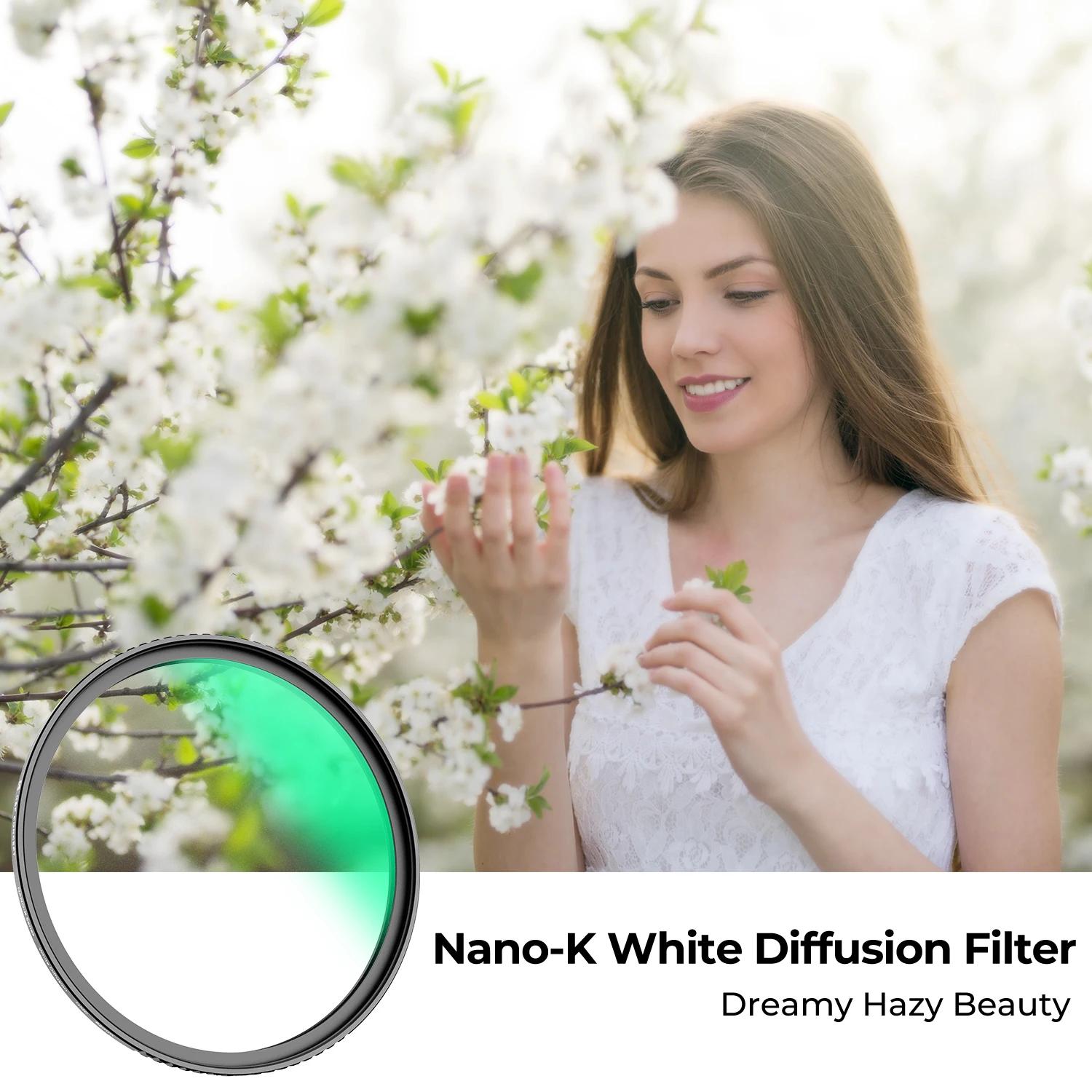 K&F CONCEPT Nouveau filtre Pro Mist blanc, filtre à effet cinématique avec 18 couches multicouches p