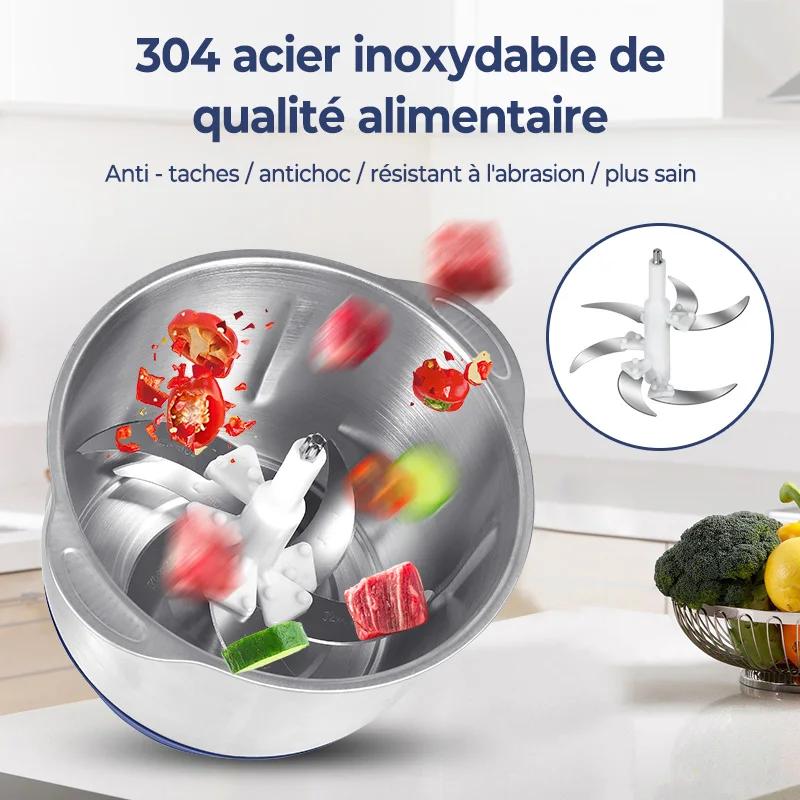 Hachoirs à viande électriques 5L, broyeur alimentaire en acier inoxydable 304, trancheur de légumes