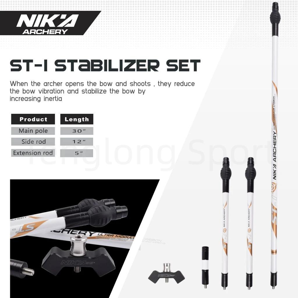 Nika – barre stabilisatrice pour arc Recurve, en Fiber de carbone, couleur blanc et rose, 1 ensemble