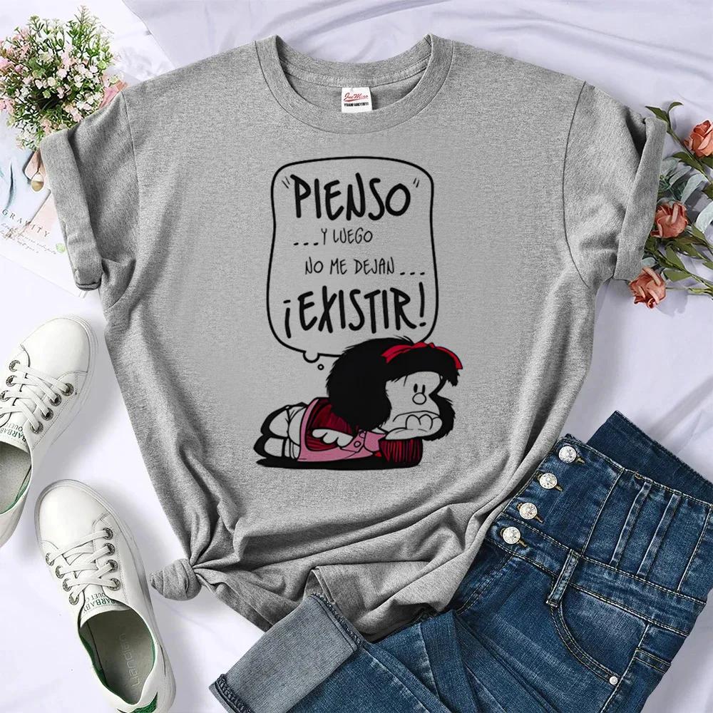 Mafalda t-shirt femmes designer graphique manga Tee fille harajuku bande dessinée streetwear vêtemen