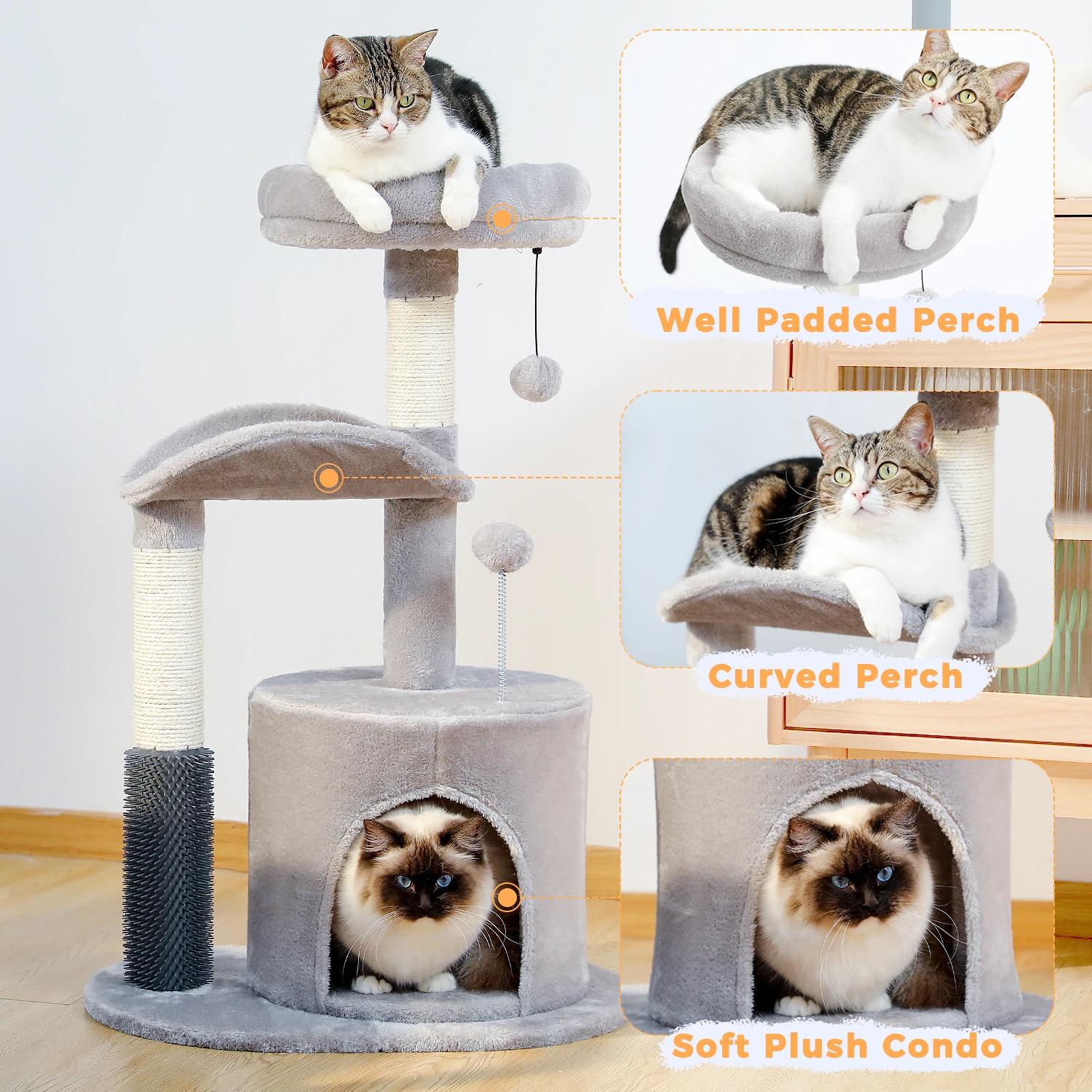 Tour de petit arbre à chat d'intérieur pour chats, jouet coule pour chat de taille moyenne, condo po