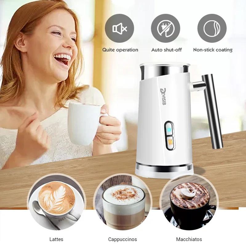 DEVISIB 3 in 1 Mousseur à lait électrique, 300ml, automatique, chaud et froid, pour café, latte, cap