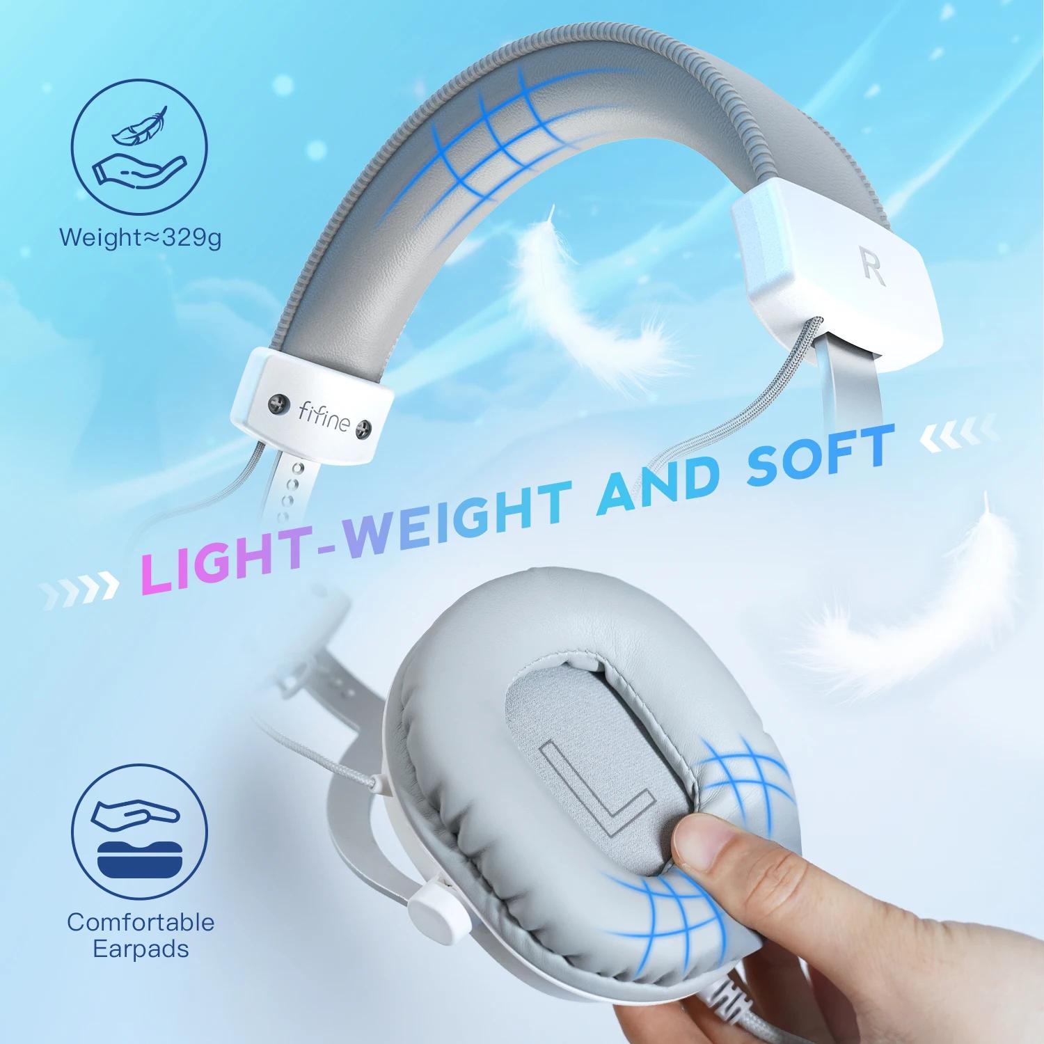 FIFINE – casque de jeu USB avec son Surround 7.1/prise 3.5mm/Microphone, casque filaire sur l'oreill